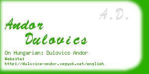 andor dulovics business card